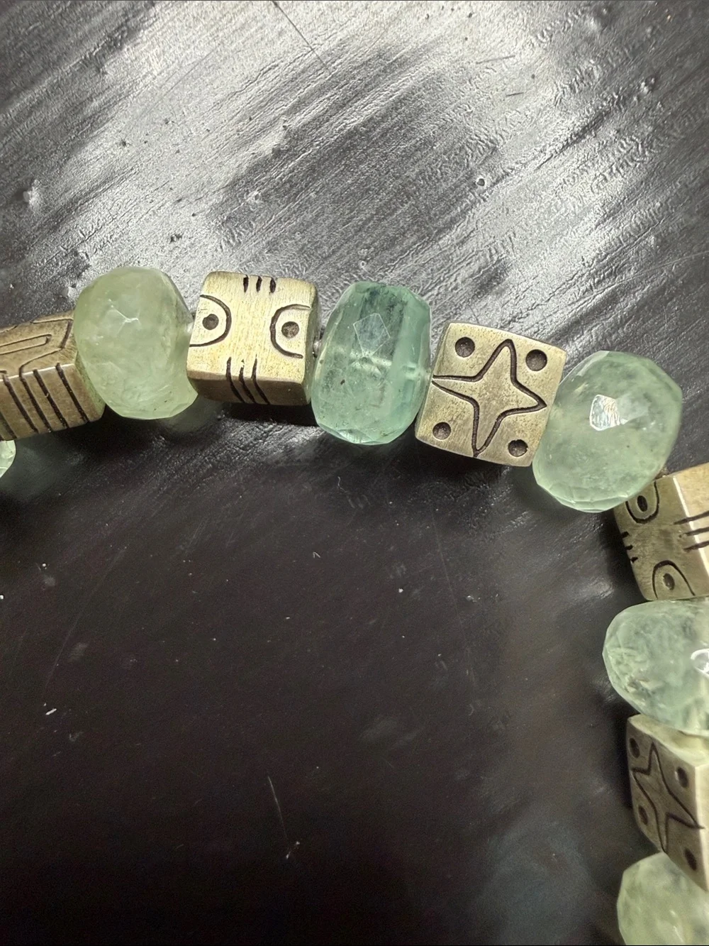Lisa Jenks - 925 sterling and green gemstone bracelet 8”